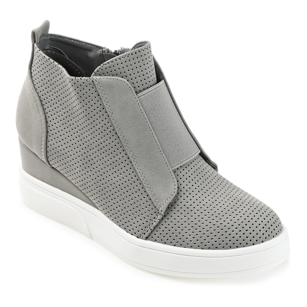Mia 6.5 Shoes Charcoal Gray Women's Wedge Platform Ankle Boots with Side Zipper